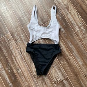 Two Tone One Piece Swimsuit